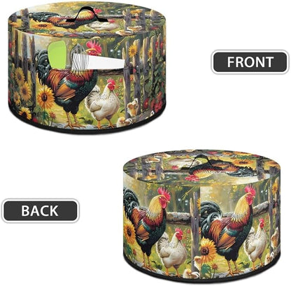 Farm Chickens Rooster Slow Cooker Dust Cover Crock for Pot Covers Fits 6-8 qt Oval Slow Cooker Small Appliance Protection Cover with Pocket Kitchen Accessories Decor