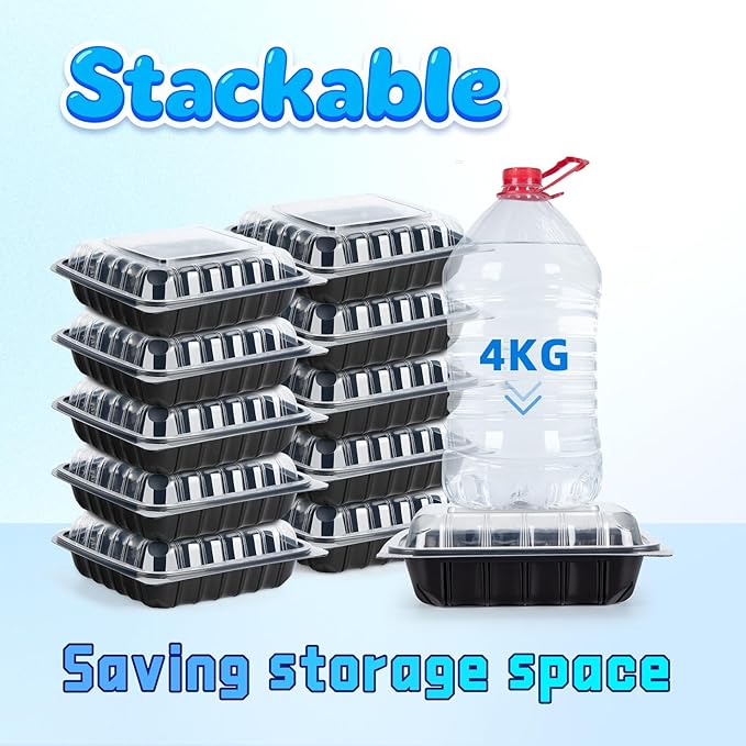 YANGRUI 45-Pack 38 oz 9.5" Commercial Container, Shrink-Wrapped No Pre-Wash | Single Compartment, Heavy-Duty Anti-Fog Lid, Leakproof Microwave Safe BPA-Free PP, for Buffet, Banquet & Hot Holding