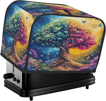2 Slice Beautiful Tree Of Life Toaster Cover Waterproof Dust Fingerprint Bread Machine Cover Washable Kitchen Appliance Protector For Home Kitchen Bakeware Table Decor Women Gifts