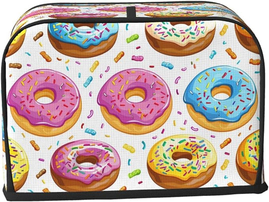 Donuts Theme 2 Slice Toaster Cover Wide Slot Dustproof Bread Maker Cover Fingerprint Protection Kitchen Appliance Cover Toaster Bag