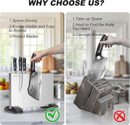 Magnetic Knife Holder Block,Double Sided Magnetic Knife stand for kitchen Counter,Stainless Steel Magnet Knife Rack Strip