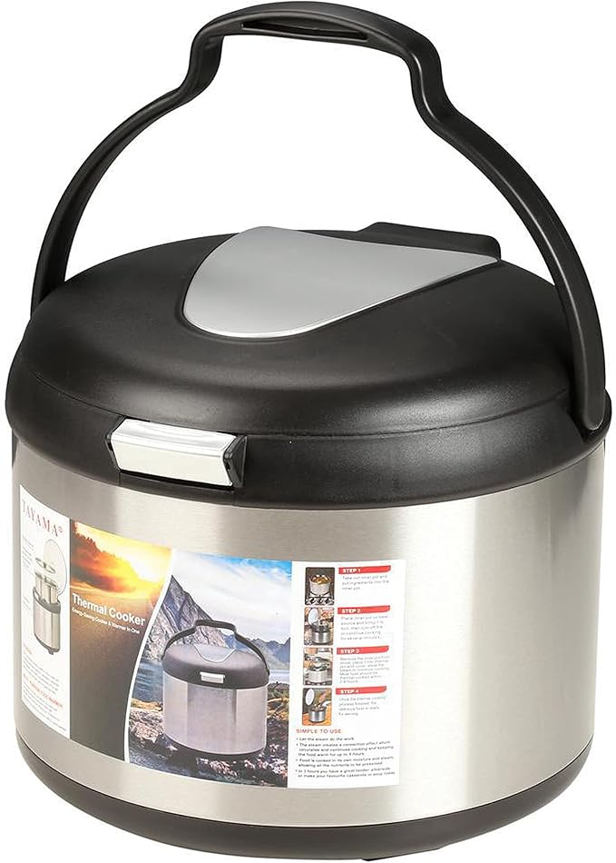 Tayama Stainless Steel Thermal Cooker,Black,5 Qt.
