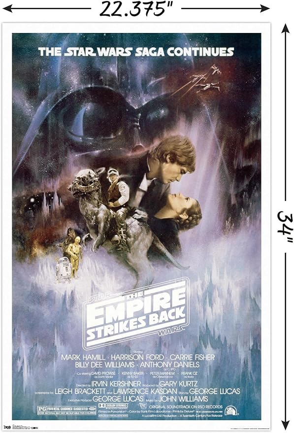 Trends International Star Wars: The Empire Strikes Back - The Saga Continues One Sheet Wall Poster, 22.375" x 34", Premium Poster & Mount Bundle