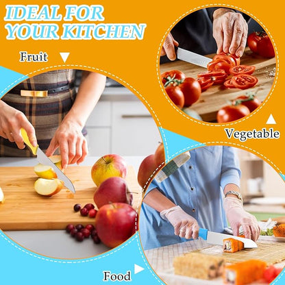 Lothee 50 Pcs Paring Knife Bulk, 5 Colors Fruit Vegetable Stainless Steel Kitchen Ultra Sharp Knife with Plastic Handle for Chef Cutting Peeling Cooking, 3.94 Inches Blades