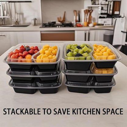 60 Packs 28 oz， 2-Compartment Meal Prep Containers Disposable,take out plastic food storage, Plastic Take Out Containers, to go food containers, lunch containers,Microwaving, And Freezing.