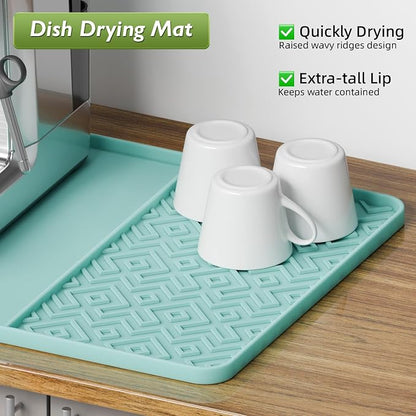 Silicone Coffee Mat with Raised Edges 19" x 12" – Waterproof Countertop Mat, Coffee Maker Pad, Espresso Machine Mat, Heat Resistant Dish Drying Mat