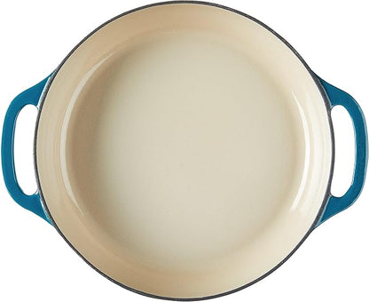 Lodge Essential Enamel Braiser 3.5 Quart - Refrigerator- & Oven-Safe up to 500° F - Heat-Retaining, Induction-Safe & PFAS-Free Enamel Cookware - Cornflower Blue