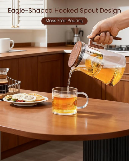 ZENS Magnetic Tea Pot, Enchanted Magic Glass Teapot with Infuser for Loose Leaf Tea Steeper, Mess-Free Magnetic Tea Maker Tea Diffusers for Herbal Tea Lovers Ideal Gifts, 34oz (1000 ml)