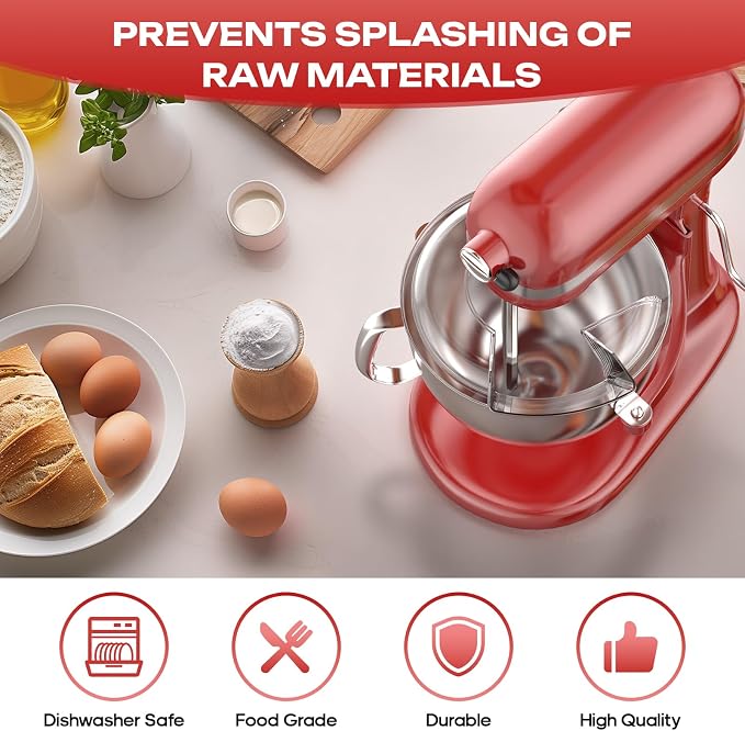 KSMBLPS Pouring Shield for Kitchenaid Mixer, Splash Guard for Kitchenaid 5.5-8 Quart Bowl-Lift Stand Mixer and Stainless Steel Mixer Bowl, For Kitchenaid Attachments