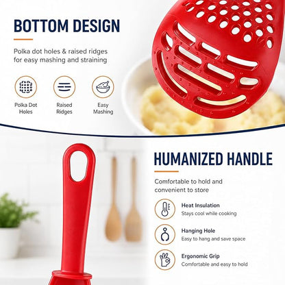 3 Pack Multifunctional Kitchen Cooking Spoon, Muulaii 6 in1 Kitchen Gadgets Strainers for Egg Yolk Separator- Grater Masher- Colander Skimmer Scoop