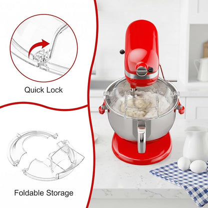 Pouring Shield for KitchenAid Mixer & Splash Guard Attachment - Fits all 5.5-8QT Bowl-Lift Stand Mixers Stainless Steel Bowls, Kitchen Aid Accessories and Attachments