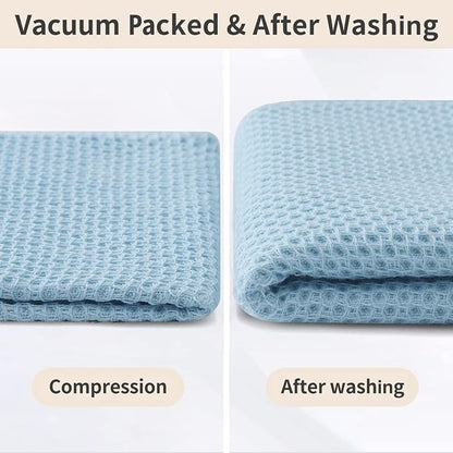 Homaxy 100% Cotton Kitchen Towels and Dishcloths Set, 12 x 12 Inches and 13 x 28 Inches, Set of 8 Bulk Kitchen Towels Set, Ultra Soft Absorbent Dish Cloths for Washing Dishes, Sky Blue