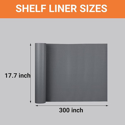 FLPMIX Waterproof Cabinet Shelf Liner: Non-Adhesive Drawer Liners Dark Grey - 17.7" × 300" Easy to Cut Pantry Shelving Liner for Cupboard