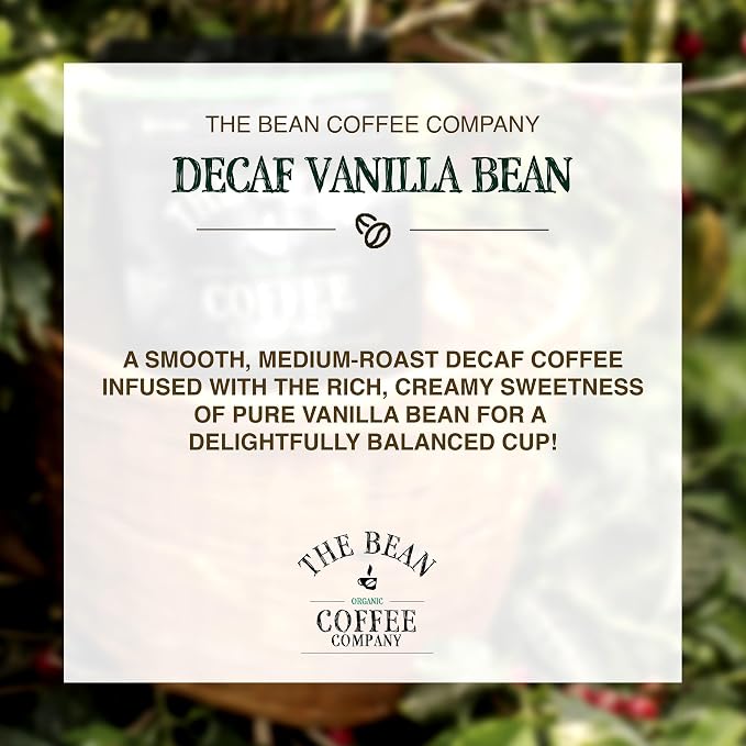 The Bean Organic Coffee Company Water Processed DECAF Vanilla Bean, Medium Roast, Ground Coffee, 5-Pound Bag, Café Molido Tostado Orgánico descafeinado