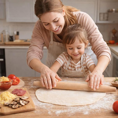 Wooden Rolling Pin for Baking Beech Wood French Rolling Pin Tapered Rolling Pin for Fondant Pie Crust Cookie Pastry Pizza Bread Non Stick Dough Roller 15.75-Inch