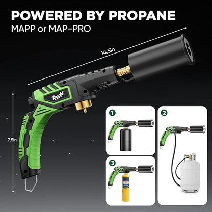 KOACKL Powerful Propane Torch Head 2 Pack, Propane Torch Gun Campfire Starter, Charcoal Lighter, Welding Torch Head for Searing Steak, Soldering, Brazing, Stripping Paint(Tank Not Included)