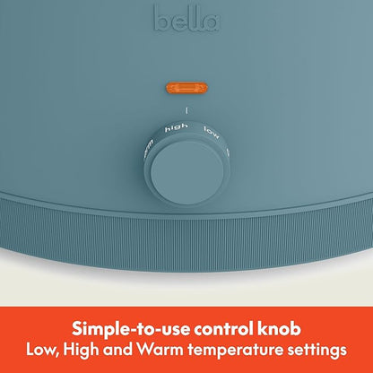bella 6.0 Qt Manual Slow Cooker, Ceramic Nonstick Coating, 3 Temperature Settings, Dishwasher Safe Stoneware Pot and Tempered Glass Lid, Cool Touch Handles & Tangle Free Cord Wrap, Surf