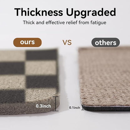 YDKGL Kitchen Rugs Non Slip Washable Kitchen Mats for Floor, Super Absorbent Oil and Water Linen-Look Woven Runner Rug, Kitchen Sink Mat Standing Mat, Brown 17"x47"