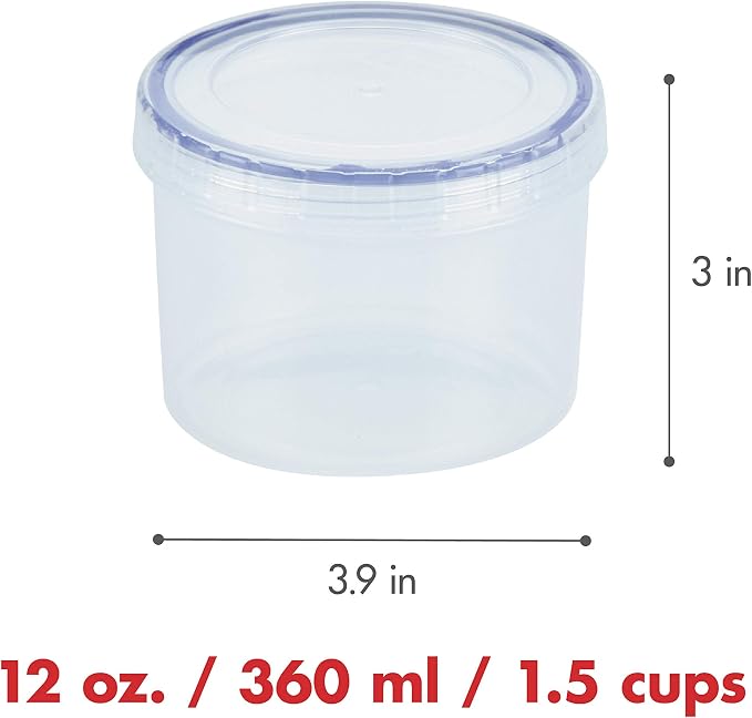 LocknLock Easy Essentials Twist Food Storage lids/Airtight containers, BPA Free, Short-12 oz-for Coffee, Clear