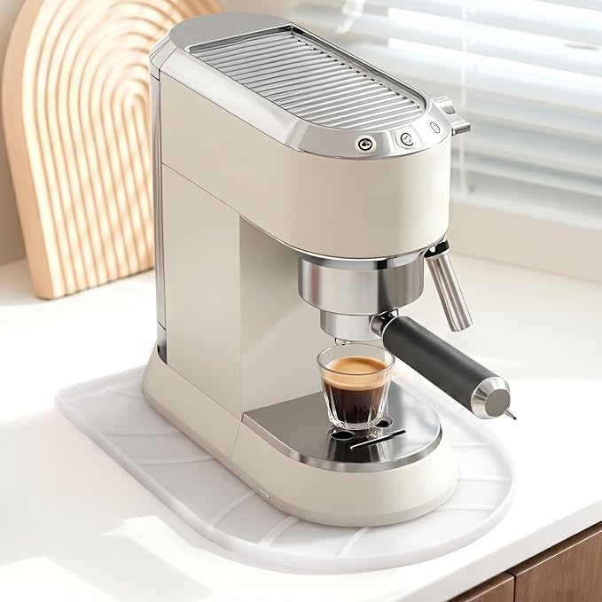 Silicone Coffee Mat,15.8"x 11.8"in Bar Mat for Countertop,Heat-Resistant,Non-Slip,Leak-Proof,Fit for Coffee Maker/Espresso Machine-Translucent