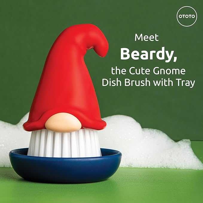 New! Beardy Gnome Dish Brush by Ototo - Dish Scrub Brush, Gnomes, Quirky Gifts, Dish Brush, Cute Kitchen Accessories, Funny Kitchen Gadgets, Vegetable Brush, Cute and Useful Gifts for Women