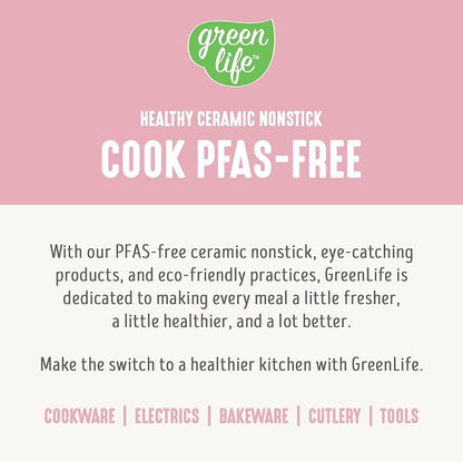 GreenLife 3.5QT Slow Cooker, PFAS-Free Non-Toxic Ceramic Nonstick Removable Interior Bowl, Programmable, Keep Warm, Stovetop & Oven Safe Pot, Dishwasher Safe Crock & Glass Lid, Pink