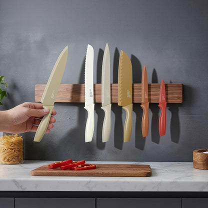 Onader 12 Pieces Kitchen Knife Set with Blade Guards, Stainless Steel Sharp Knife Set for Kitchen, Multicolor