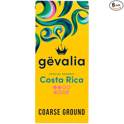Gevalia Special Reserve Costa Rica Single Origin Medium Roast Ground Coffee, 10 oz. Bag (Pack of 6)