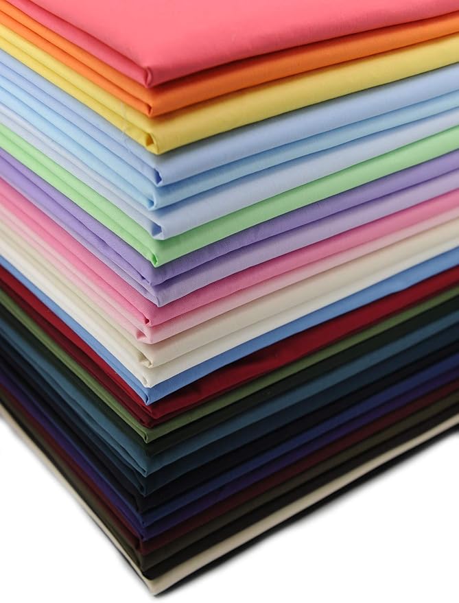 Pre-Cut Fat Quarter Quilting Cotton Twill Full Color Fabric Bundles Craft Cloth DIY for Sewing Crafting 18x20 Inch Rose Flavor