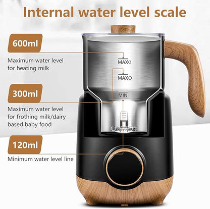 AMZCHEF 8-IN-1 Milk Frother and Steamer 550 Watts, 21 oz Split Stainless Steel Automatic Steamer, Milk's Warmer for Latte, Cappuccino, Hot and Cold Froth, Heated Milk, Hot Chocolate, Baby Food, Black