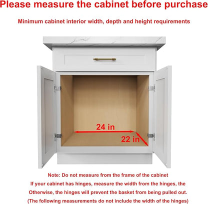 Sikarou Wood Pull Out Cabinet Organizer 2 Tie 23" W x 21" D, Heavy-Duty Sliding Drawers for Inside Cabinets Storage and Organization for Kitchen, Pantry, Bathroom