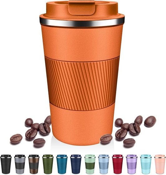 DUBUXW Insulated Coffee Tumblers with Flip Lid 12oz / 17oz, Stainless Steel Travel Coffee Mug Leak Proof, Vacuum Insulated Coffee Mug Reusable Cup, Keeps Cold and Hot for Coffee Tea