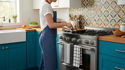 KAF Home Assorted Flat Kitchen Towels - Set of 10, 18 x 28 Inch (Black)