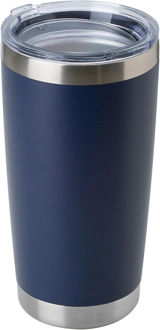 DOMICARE 20oz Stainless Steel Tumbler Bulk with Lid, Double Wall Vacuum Insulated Travel Mug, Powder Coated Coffee Cup, Powder Navy, 1 Pack