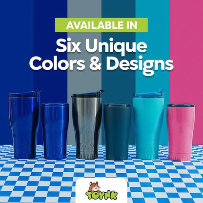 Silver Buffalo Double Walled Vacuum Insulated Stainless Steel Tumbler With Easy Sip Lid Keeps Hot and Cold, Travel Coffee Mug Clear Lid, 20 Ounces, Matte Pink