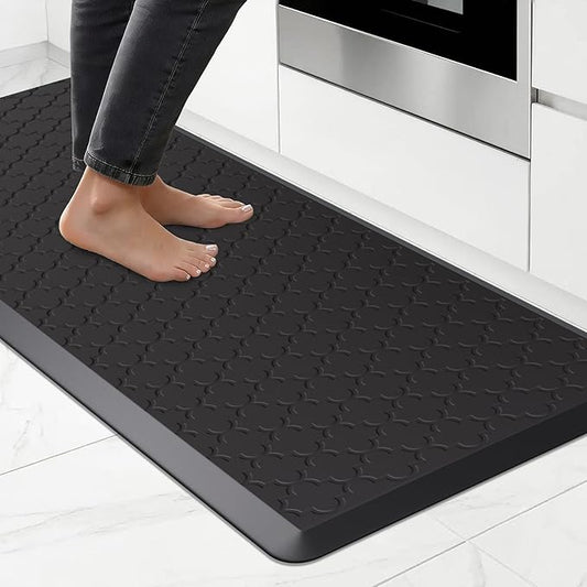 Kitchen Mat Cushioned Anti Fatigue for Floor, Non-Slip Waterproof Comfort Rug for Kitchen Sink, Standing Desk & Laundry, 20"x60", Black