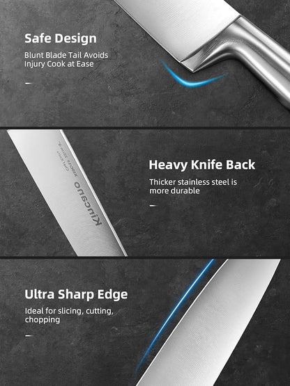 Knife Set, 14 PCS High Carbon Stainless Steel Super Sharp Kitchen Knife Set for Chef with Acrylic Stand, include Steak Knives, Sharpener and Scissors, Ergonomical Design by kincano