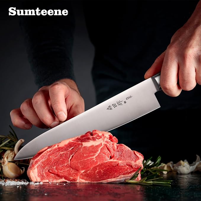 Japanese Chef Knife 10.6 inches, Professional Japanese Gyuto Knife with Black Ergonomic Handle for Household or Work