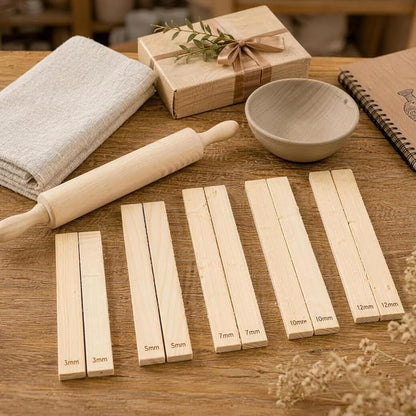 12 PCS Pottery Tools Set, Wooden Clay Rolling Pin with 10 Rolling Pin Guides & Linen Mat, Slab Roller for Clay Pottery