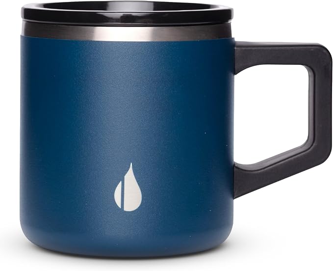 Elemental Insulated Coffee Mug - Triple-Wall Stainless Steel Summit Travel Cup for Hot and Cold Drinks - Thermal Coffee Mug with Lid and Handle for Camping, Office & Travel 12oz - Navy Blue