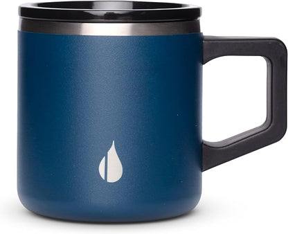 Elemental Insulated Coffee Mug - Triple-Wall Stainless Steel Summit Travel Cup for Hot and Cold Drinks - Thermal Coffee Mug with Lid and Handle for Camping, Office & Travel 12oz - Navy Blue