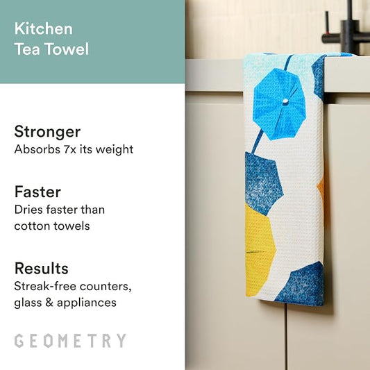 GEOMETRY Spring Kitchen Towels - Double Sided, Quick Dry Microfiber Cloth - Spring & Summer Dish Towels for Kitchen Drying - Premium Quick Dry Towel - Dancy, 18" x 30" - 1-Pack