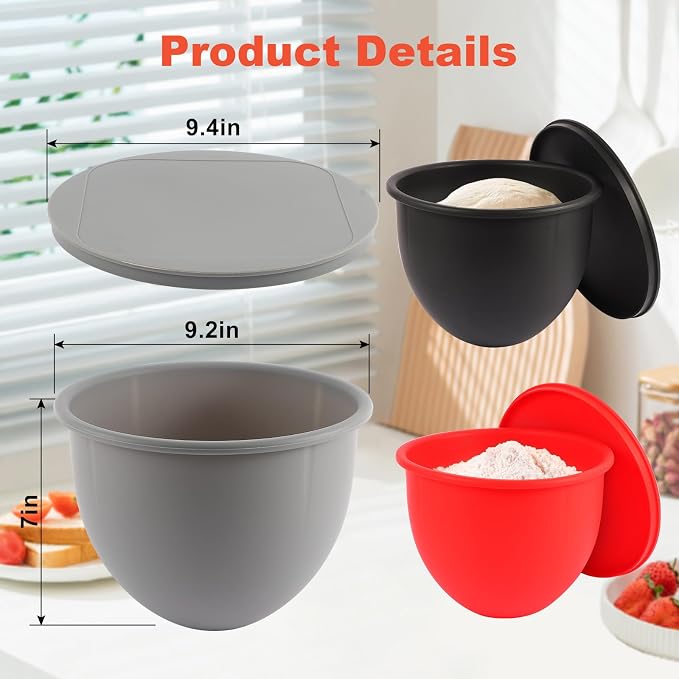 Silicone Bowl Liners for KitchenAid Mixers, 3-Pack Silicone Mixing Liners with Lids, Replacement for 5 Quart Tilt-Head Stand Mixer Bowls Accessories