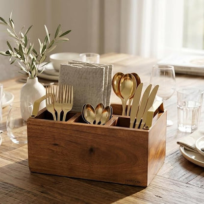 nestroots INSEPARABLES TEAK WOOD SPOON STAND - GOLD