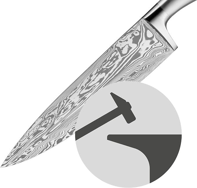 WMF Grand Gourmet Damask Knife, 29.5 cm, Damask Steel 120 Ply, Performance Cut, Wooden Cassette, Blade 17 cm