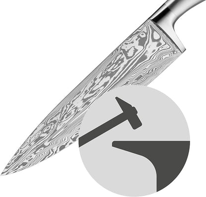 WMF Grand Gourmet Damask Knife, 29.5 cm, Damask Steel 120 Ply, Performance Cut, Wooden Cassette, Blade 17 cm