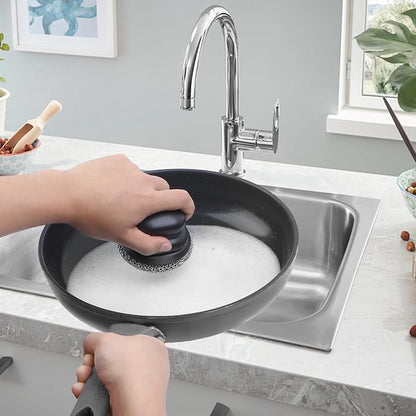 Cast Iron Scrubber and Scraper, Chain Mail Scrubber Cast Iron for Cleaning Dishes, Stock Pots, Pans, Griddles, Grills, Dish Scouring Pads