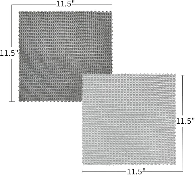 Barista Towel, Extra Thick Waffle Microfiber Coffee Cleaning Cloths, Espresso Machine Accessories for Coffee Bar, Steam Wand, Countertop, Grey, 3-Pack