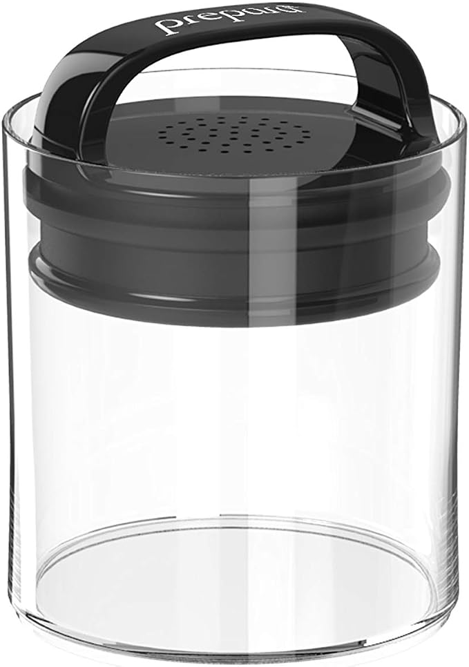 Prepara Evak Fresh Saver Airtight Plastic Container, Small (4” x 3.75”, 1.8 Cups), BPA-Free Food Storage Canister Vacuum Sealed Lid Handle, Odor Resistant, Ideal for Coffee Beans & Dry Goods