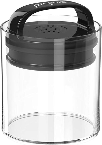 Prepara Evak Fresh Saver Airtight Plastic Container, Small (4” x 3.75”, 1.8 Cups), BPA-Free Food Storage Canister Vacuum Sealed Lid Handle, Odor Resistant, Ideal for Coffee Beans & Dry Goods